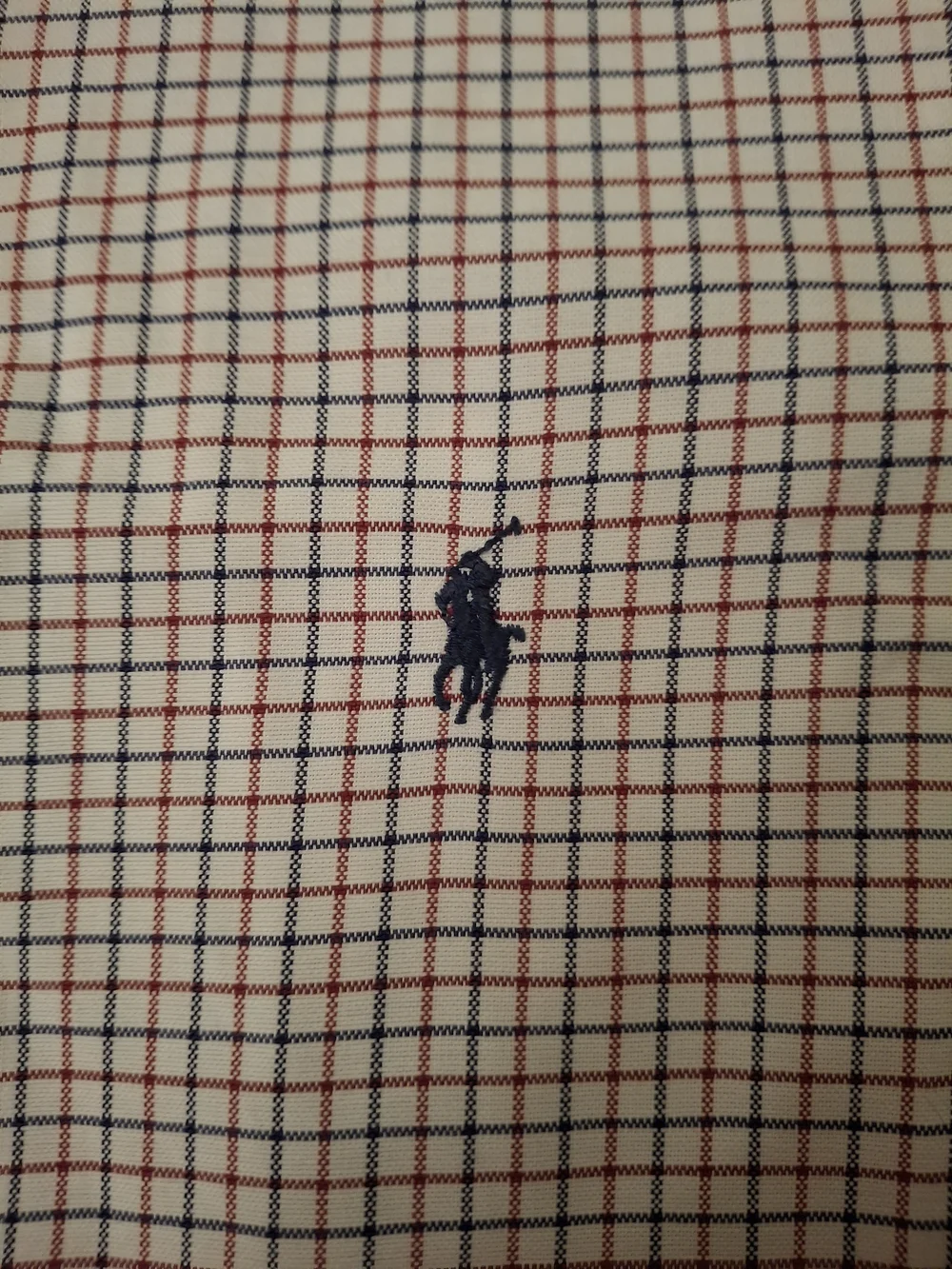 Ralph Lauren Men’s Button-Down Plaid Shirt - White with Navy & Red Check